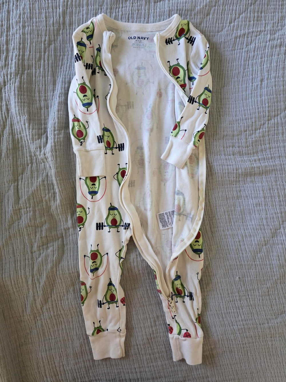Old Navy Cream Avocado Print Kids Pajama One-Piece